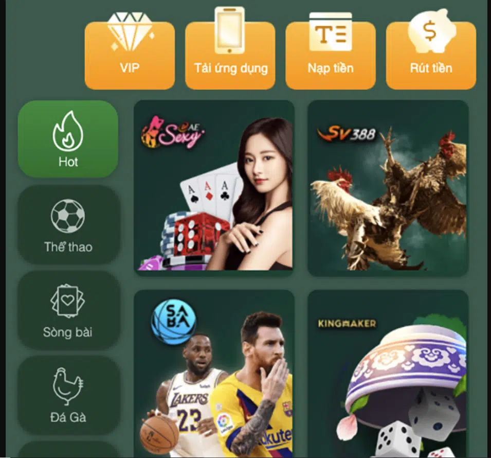 Giao diện App AE88 trên điện thoại